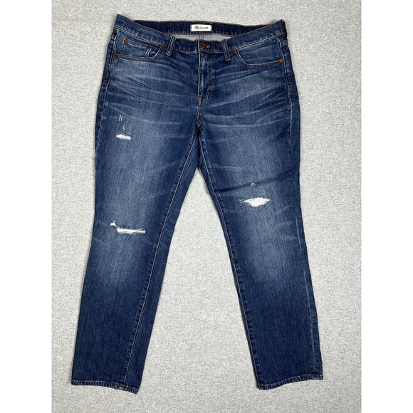 Madewell Denim - Madewell Jeans Womens 32 Blue Slim Boyjean Distressed Denim Stretch Casual